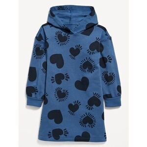 OLD NAVY Kids Toddler Girls 5 (XS) Allover Hearts Print Hooded Pullover Dress